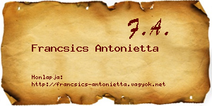 Francsics Antonietta névjegykártya